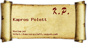 Kapros Polett névjegykártya